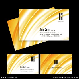 金色动感曲线名片设计
