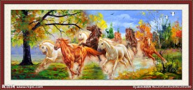 油画风景八骏图