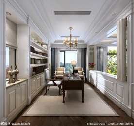 简欧式书房效果图