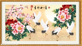 牡丹花鸟画