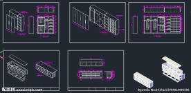 出口衣帽间衣柜带岛台CAD图纸