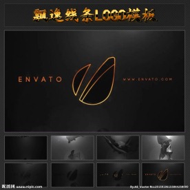 飘逸金色线条LOGO模板