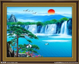 风景如画迎客松