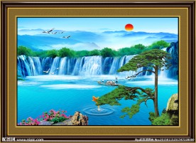 迎客松山水画