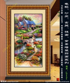 唯美花园别墅风景油画（玄关）