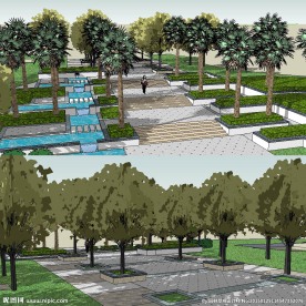 公园大门景观SU模型