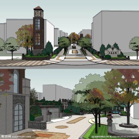 居住区入口sketchup