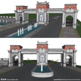 欧式景观大门SU模型