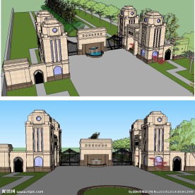 法式风格大门入口SU模型
