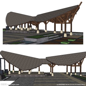 公园大门入口sketchup