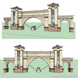 欧式小区大门sketchup