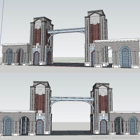 欧式古典小区大门草图模型