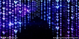 蓝色珠帘婚礼led素材