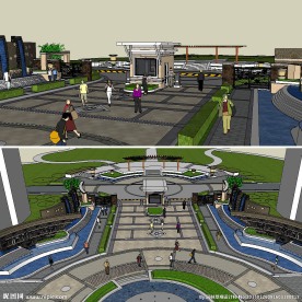 居住区大门入口景观SU模型