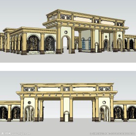 欧式小区大门草图大师SU模型