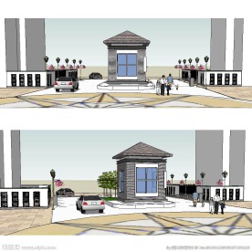 岗亭小门入口草图大师模型