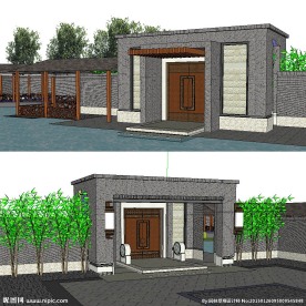 现代中式景观草图大师模型