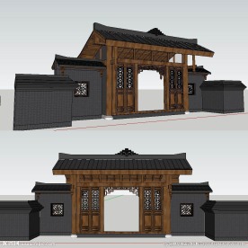 古建大门草图SU模型