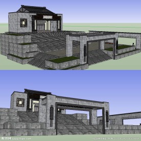 景观大门草图大师模型