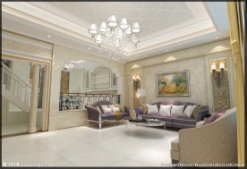 欧式客厅沙发背景墙模型