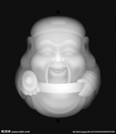 玉雕财神灰度图