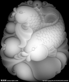 双鱼把件灰度图