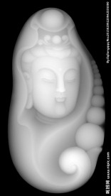 观音玉雕灰度图