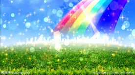 草地彩虹泡泡星光