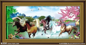 八骏图风景画