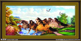 八骏图风景画