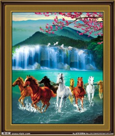 八骏图风景画
