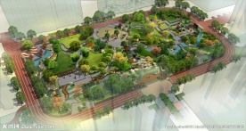 小区园林鸟瞰效果图