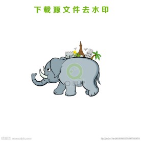 手绘大象矢量图