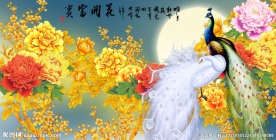 孔雀牡丹富贵图