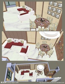 中式室内客厅房间SU模型设计