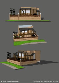 中式简洁小排屋庭院SU模型设计