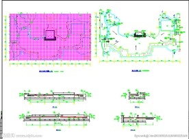 水池绿地放样图水池平剖图