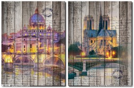 建筑木板装饰画