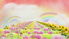 儿童节日彩虹约定花朵动感视频