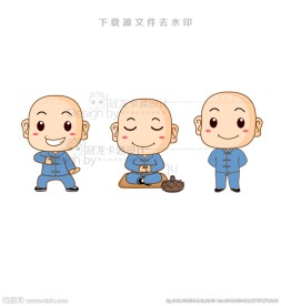 卡通开心小和尚矢量图