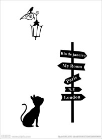 路牌猫墙贴