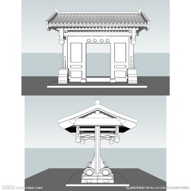 垂花门建筑草图大师SU模型