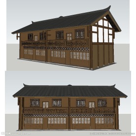 单体民居建筑草图大师SU模型