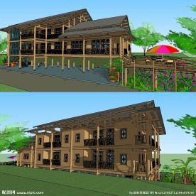 民居民房木屋建筑草图大师模型