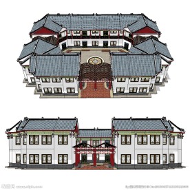 中式民宅建筑草图大师SU模型
