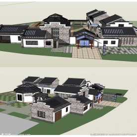 徽派建筑群草图大师SU模型