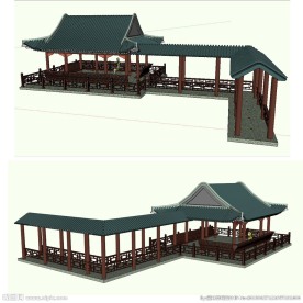 水榭长廊景观模型草图大师SU