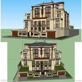 中式别墅SU模型草图大师