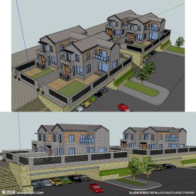 中式别墅SU模型草图大师