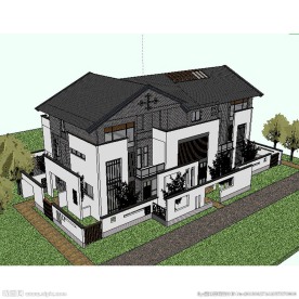 中式别墅建筑草图大师SU模型